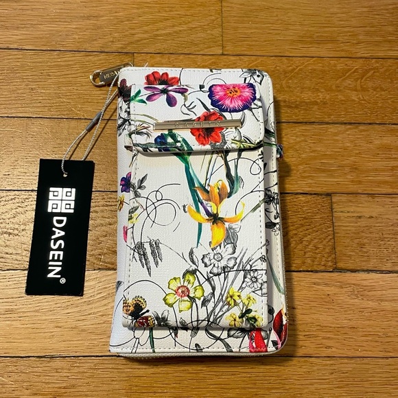Dasein Women's Floral Wallet/crossbody bag/ wristlet White and Multicolor - Picture 1 of 9